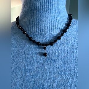 Onyx Necklace w/ Matching Bracelet and Earring Pair, 10kt Clasps/ Hooks